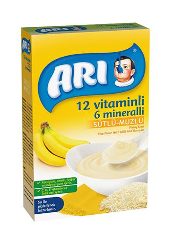 ARI MAMA SÜT MUZLU PIRINÇ UNU 200GR*12 ADETLI BEBEK MAMASI